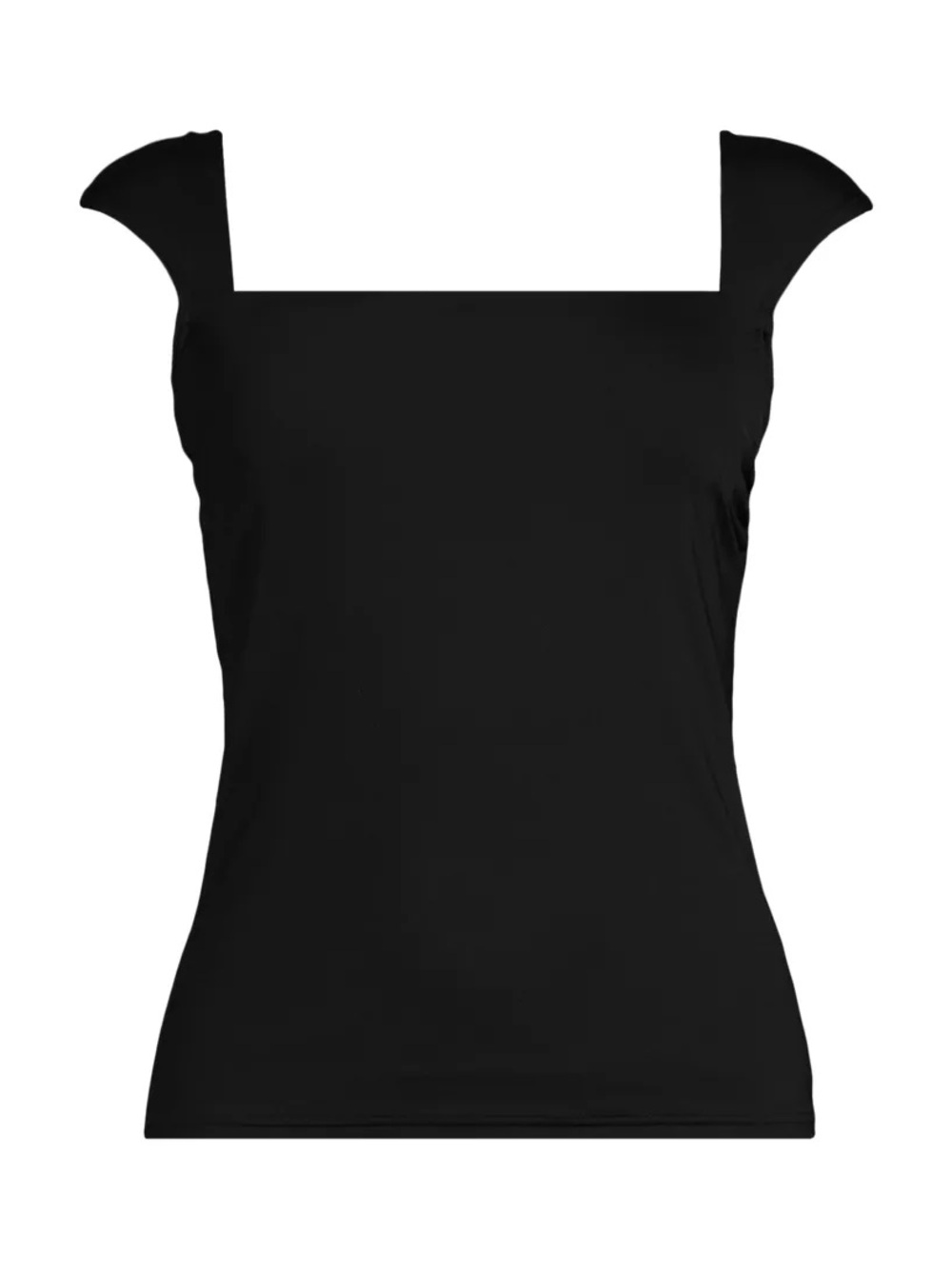 NWT Lands End Black Square-Neck Tankini top  with Cap Straps size 10